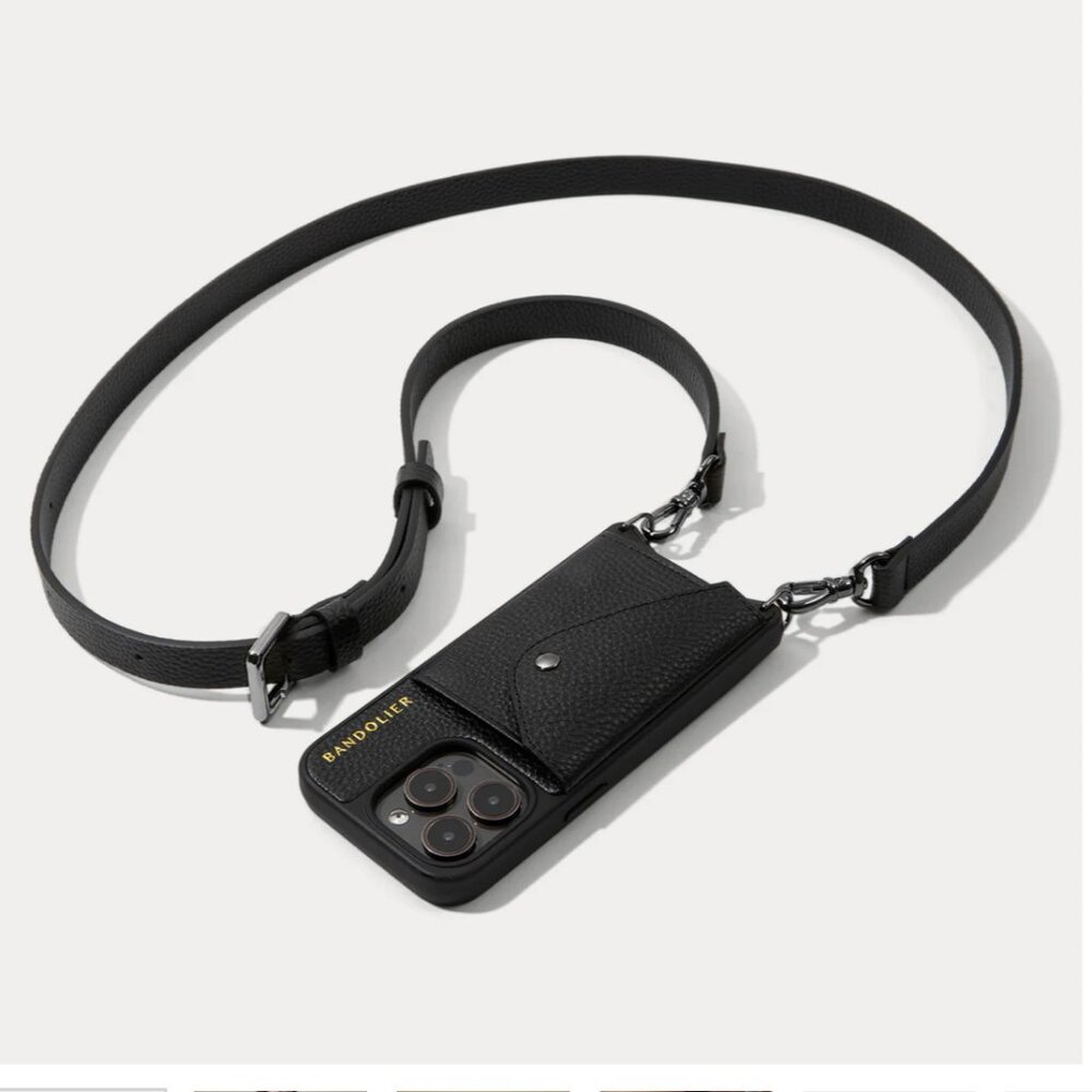 BANDOLIER Hailey Phone Case in Black/Pewter for iPhone 14 ProMax NWT & dustbag